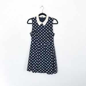 Forever 21 Navy and Cream Collared Polkadot Dress